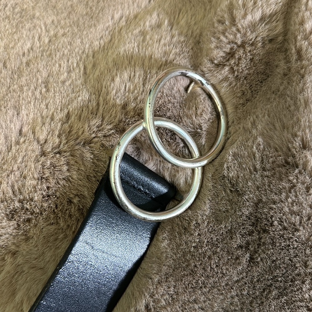 Aritzia Solid Brass Double O Ring Genuine Leather Belt (Small)